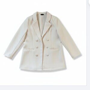 Messini Blazer Coat Jacket Cream Single Breasted Size Large L Career Office